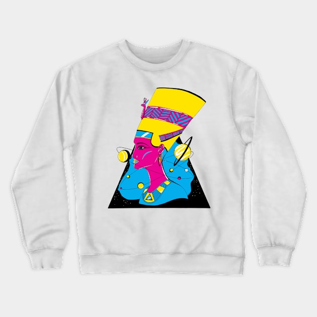 CMYK Nefertiti and The Stars Crewneck Sweatshirt by kenallouis